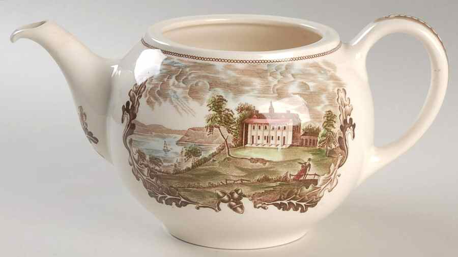 Historic America Brown Multicolor Teapot No Lid by Johnson Brothers-1