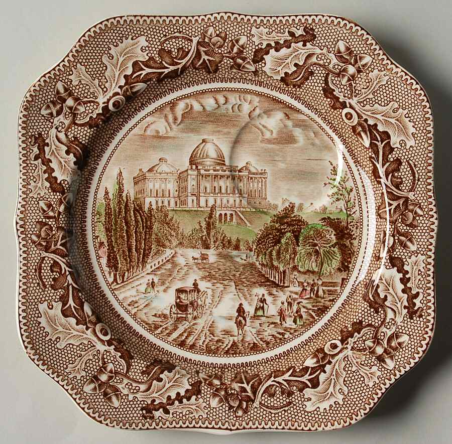 Historic America Brown Multicolor Snack Plate by Johnson Brothers-1