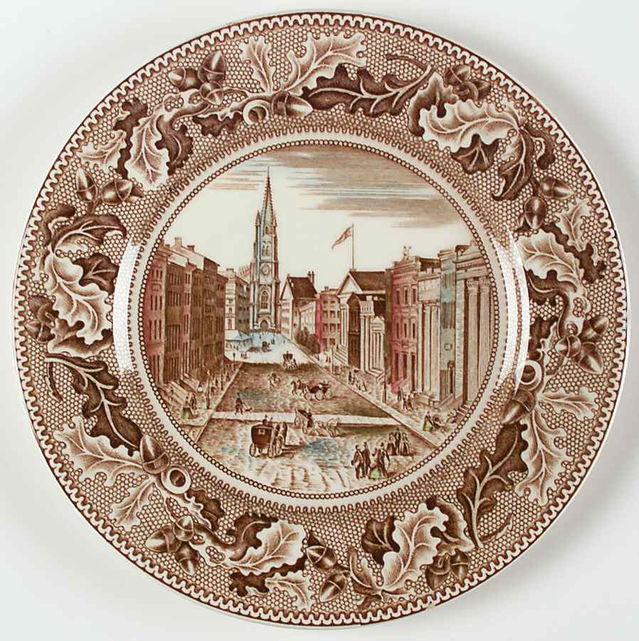Historic America Brown Multicolor Luncheon Plate by Johnson Brothers-1