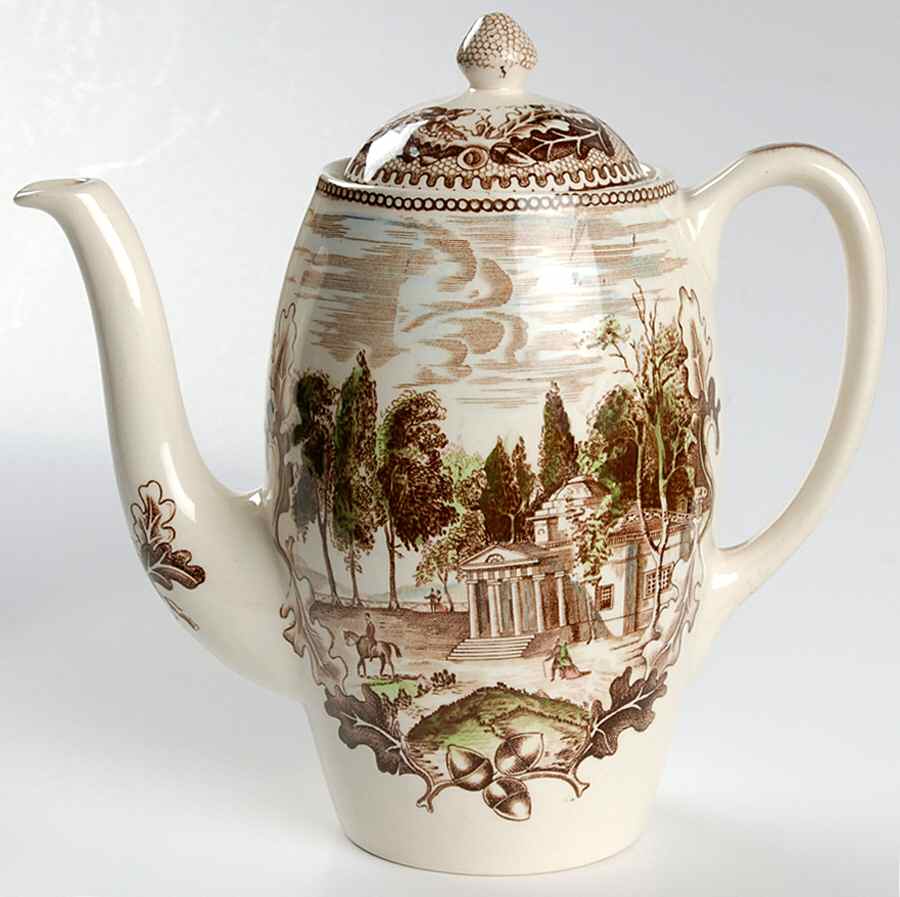 Historic America Brown Multicolor Mini Coffee Pot & Lid by Johnson Brothers-1