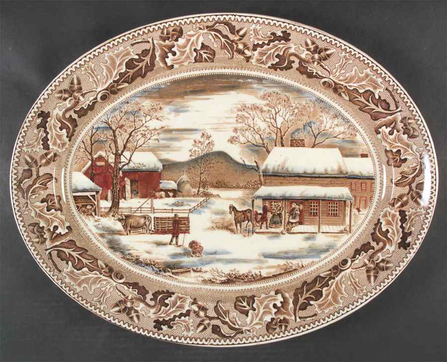 Historic America Brown Multicolor 20" Oval Serving Platter by Johnson Brothers-1