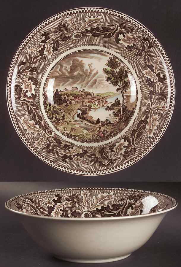 Historic America Brown Multicolor 8" Round Vegetable Bowl by Johnson Brothers-1