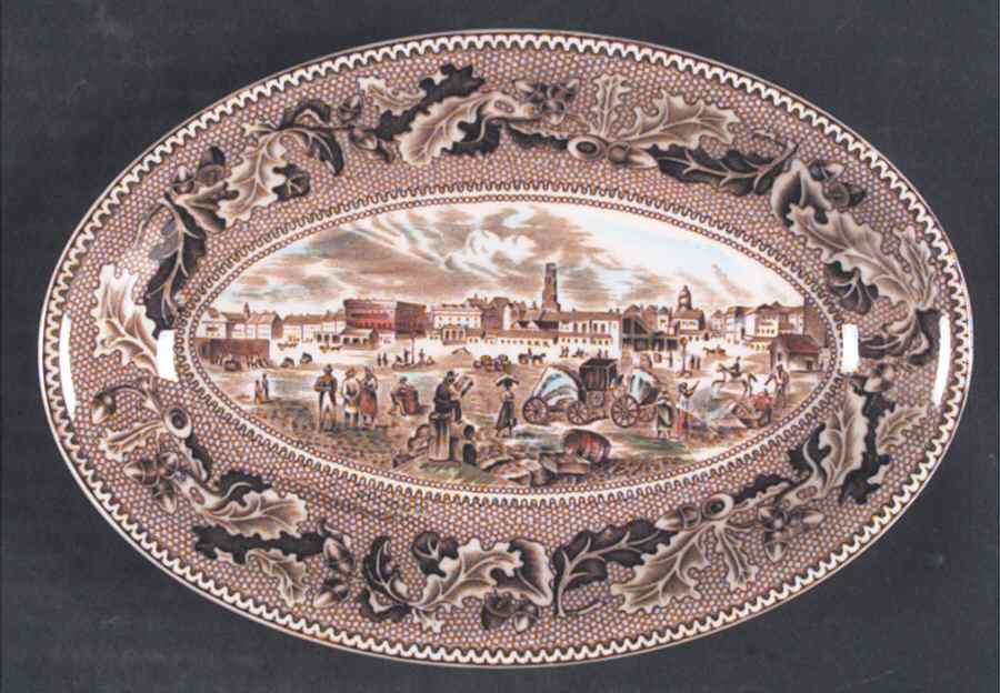 Historic America Brown Multicolor Relish/Gravy Underplate by Johnson Brothers-1