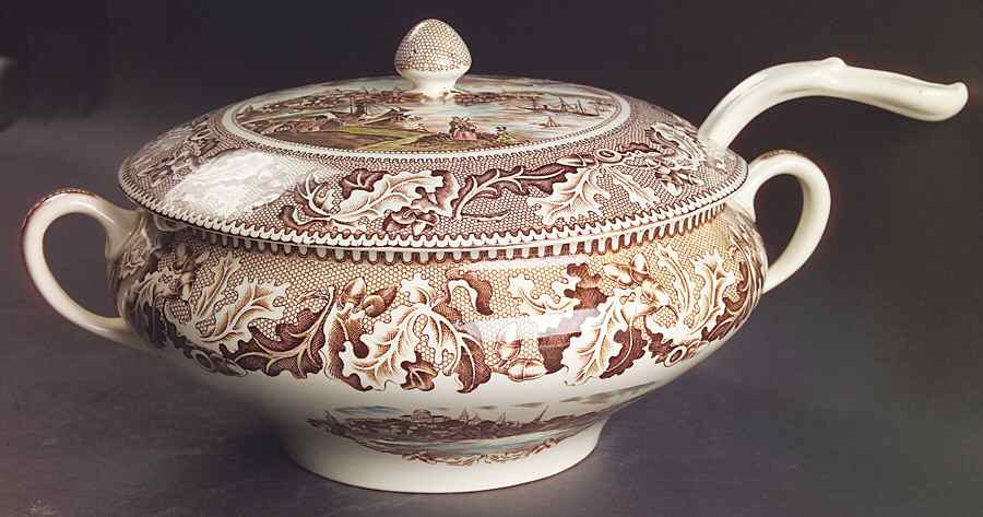 Historic America Brown Multicolor Tureen & Lid w/Ladle by Johnson Brothers-1