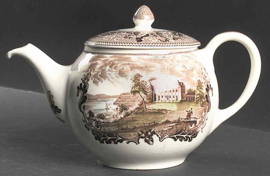 Historic America Brown Multicolor Teapot & Lid by Johnson Brothers-1
