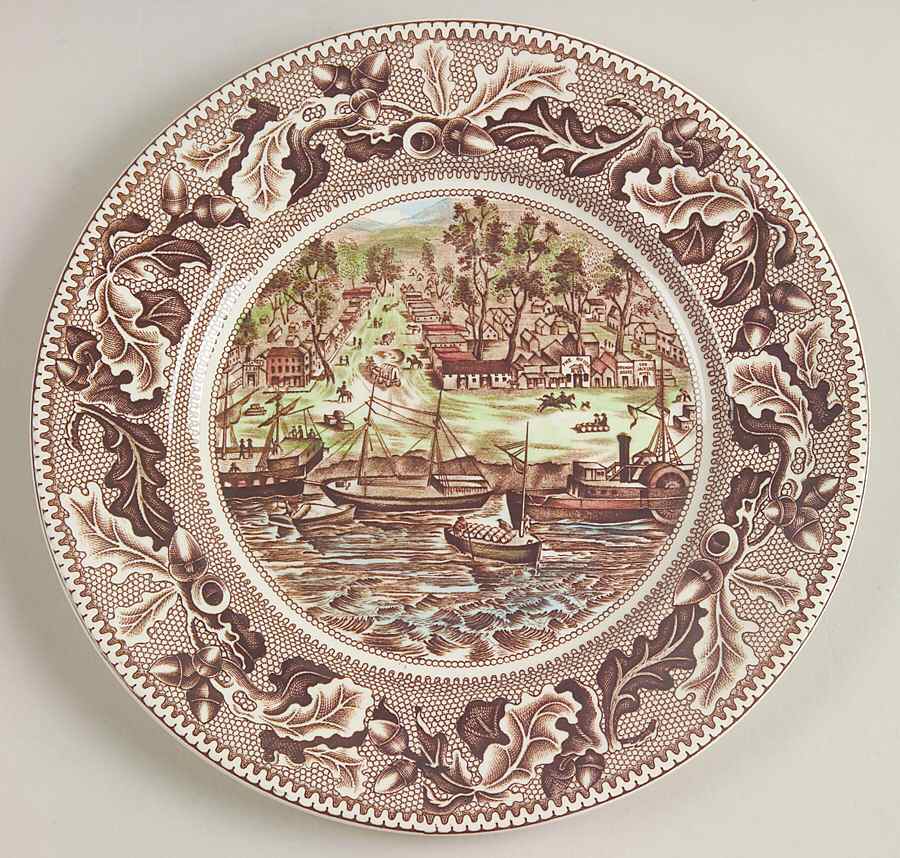 Historic America Brown Multicolor Salad Plate by Johnson Brothers-1