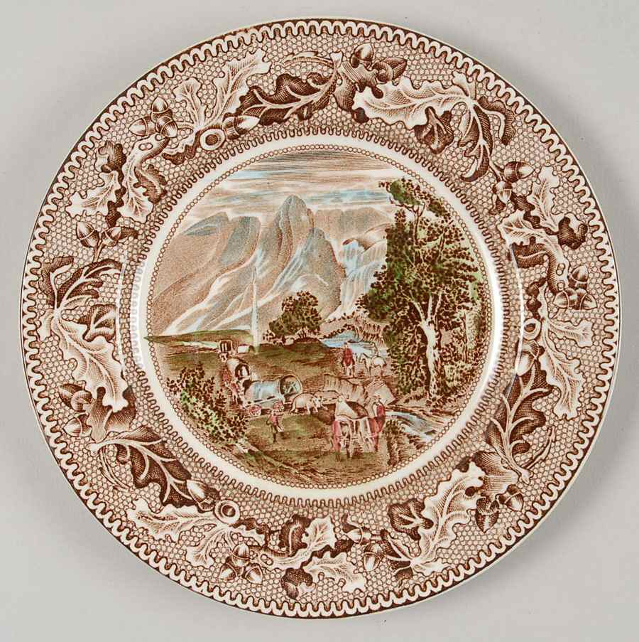 Historic America Brown Multicolor Bread & Butter Plate by Johnson Brothers-1