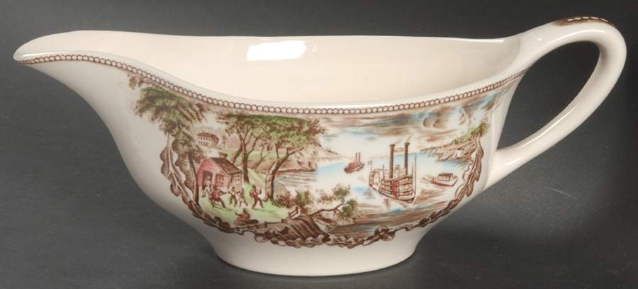 Historic America Brown Multicolor Gravy Boat by Johnson Brothers-1