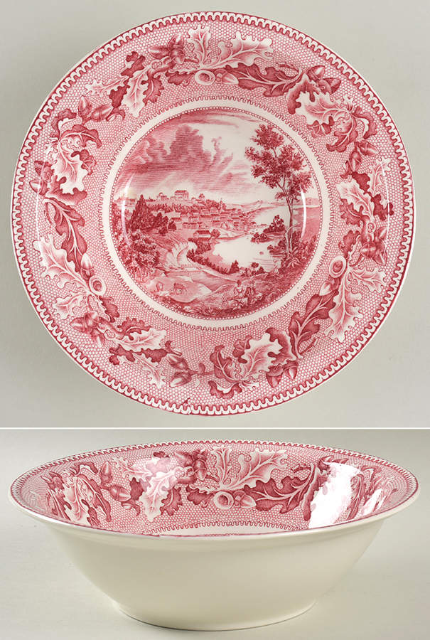 Historic America Pink 8" Round Vegetable Bowl by Johnson Brothers-1