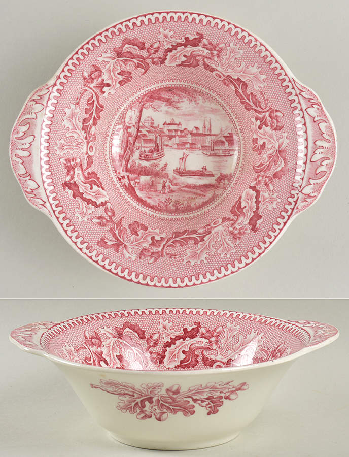 Historic America Pink Lugged Cereal Bowl by Johnson Brothers-1