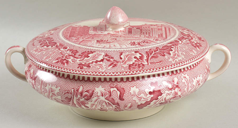 Historic America Pink Round Covered Vegetable by Johnson Brothers-1