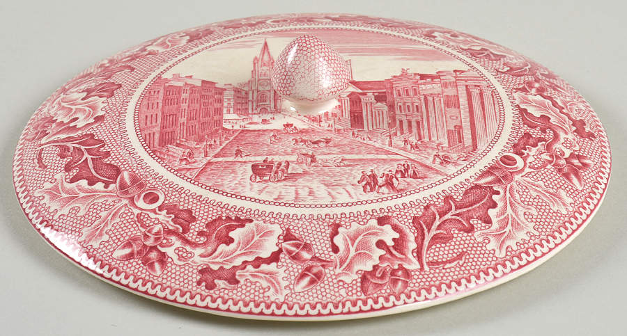 Historic America Pink Lid for Round Vegetable by Johnson Brothers-1