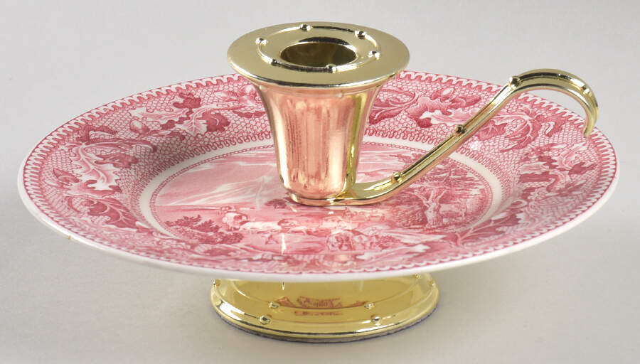 Historic America Pink 3"- 3 1/4" Candleholder (BB) HC by Johnson Brothers-1