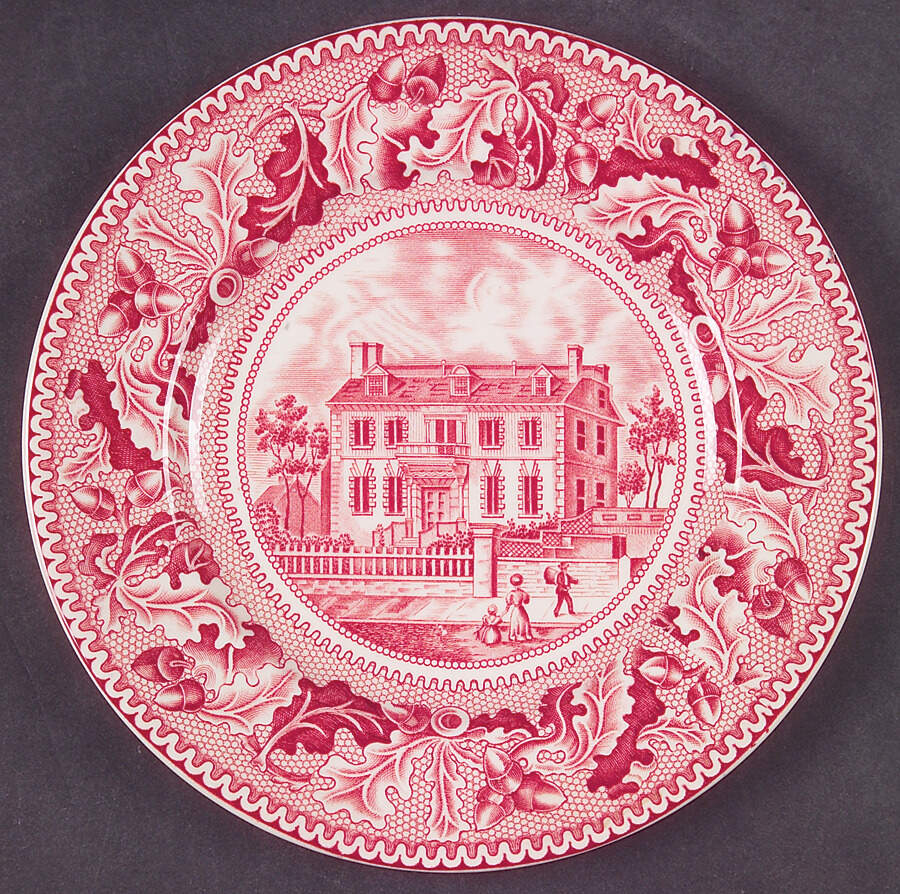 Historic America Pink Dessert/Pie Plate by Johnson Brothers-1