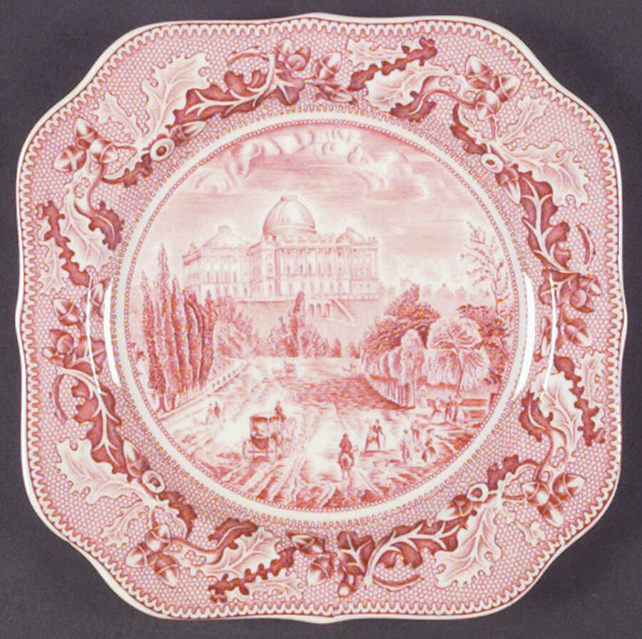 Historic America Pink Square Salad Plate by Johnson Brothers-1