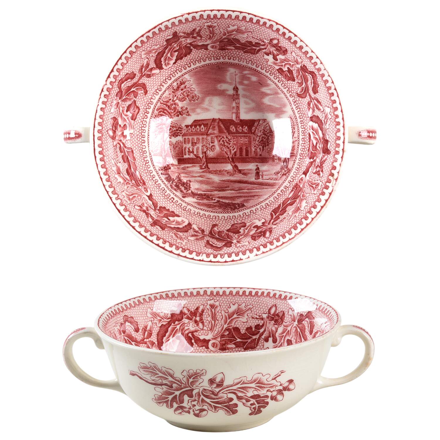 Historic America Pink Flat Cream Soup Bowl by Johnson Brothers-1