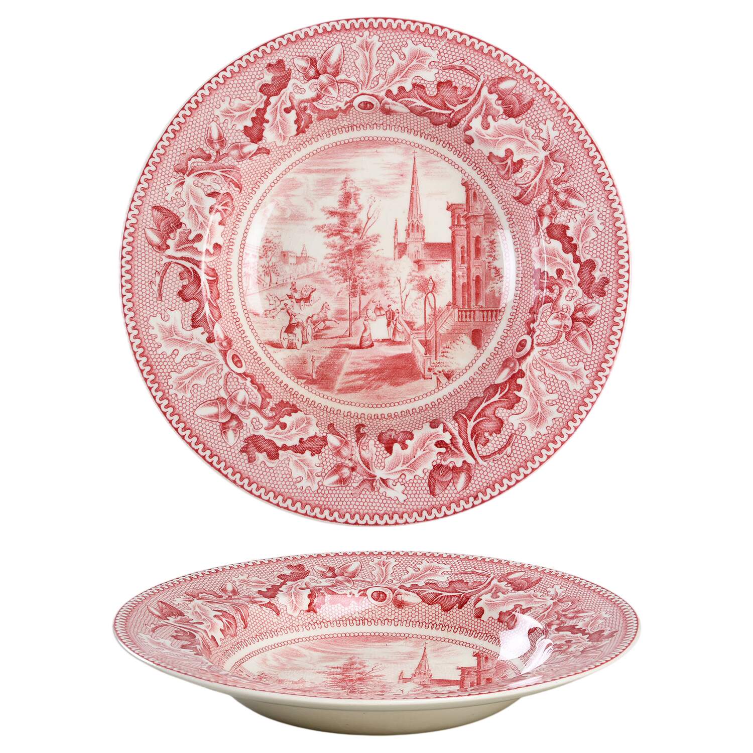 Historic America Pink Rim Soup Bowl by Johnson Brothers-1