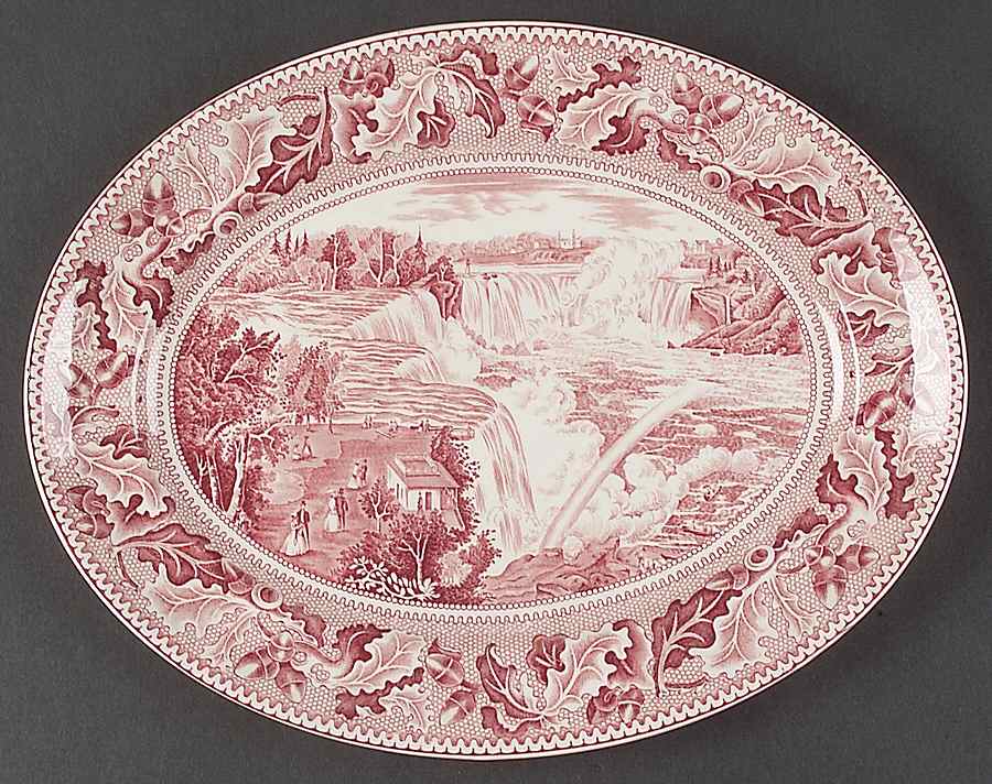 Historic America Pink 11" Oval Serving Platter by Johnson Brothers-1