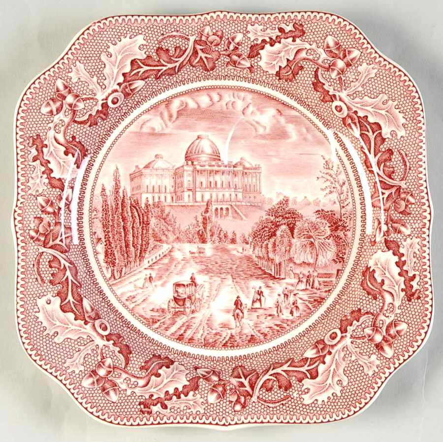 Historic America Pink Snack Plate by Johnson Brothers-1