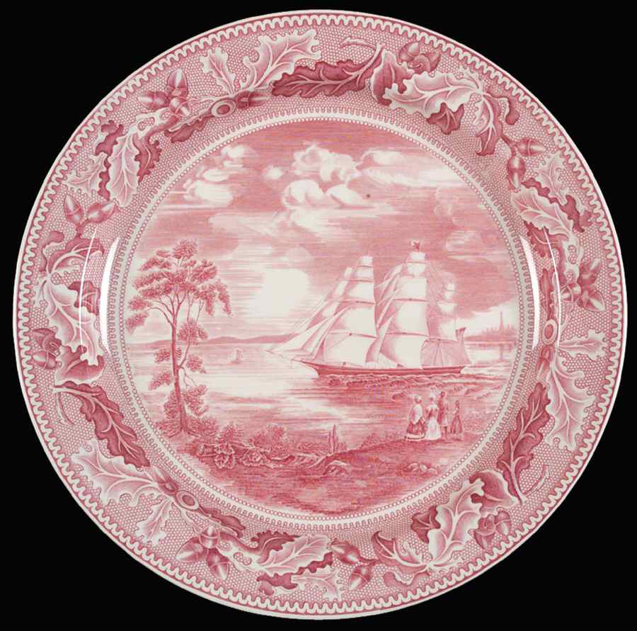 Historic America Pink 14" Chop Plate (Round Platter) by Johnson Brothers-1