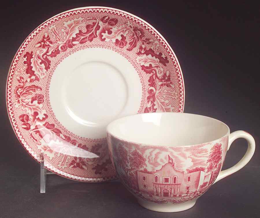 Historic America Pink Oversized Cup & Saucer Set by Johnson Brothers-1