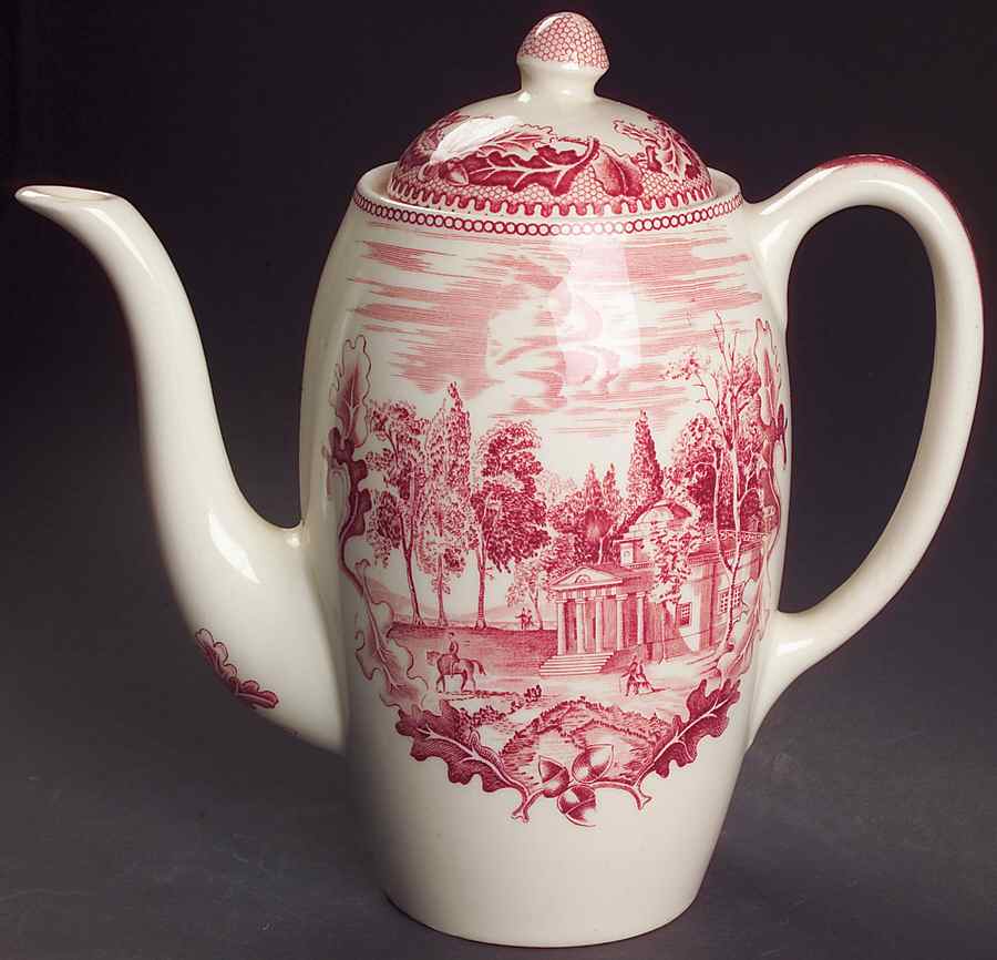Historic America Pink Coffee Pot & Lid by Johnson Brothers-1