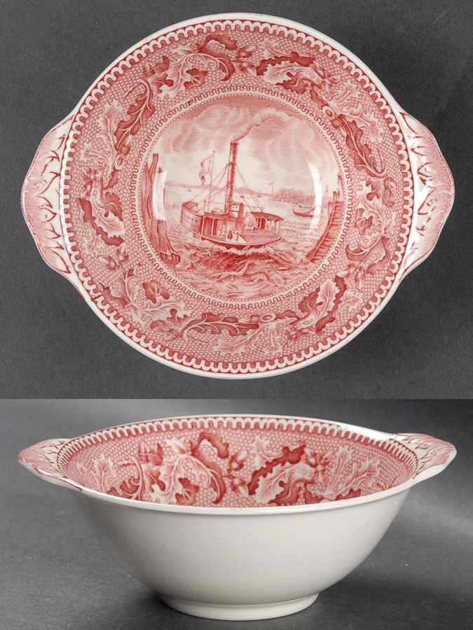Historic America Pink Lugged Fruit/Dessert (Sauce) Bowl by Johnson Brothers-1
