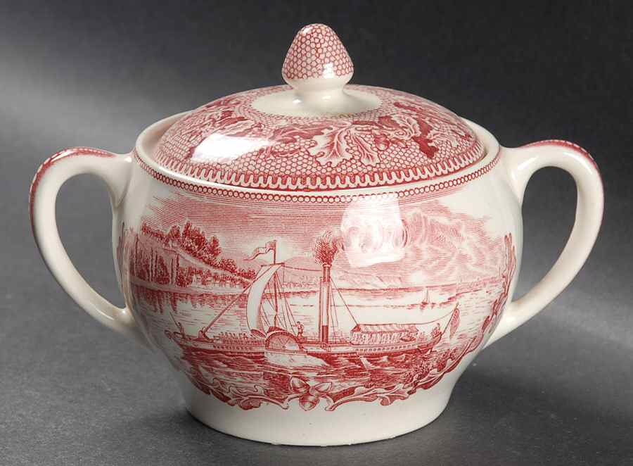 Historic America Pink Sugar Bowl & Lid by Johnson Brothers-1