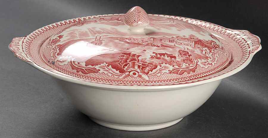 Historic America Pink Round Covered Vegetable by Johnson Brothers-1