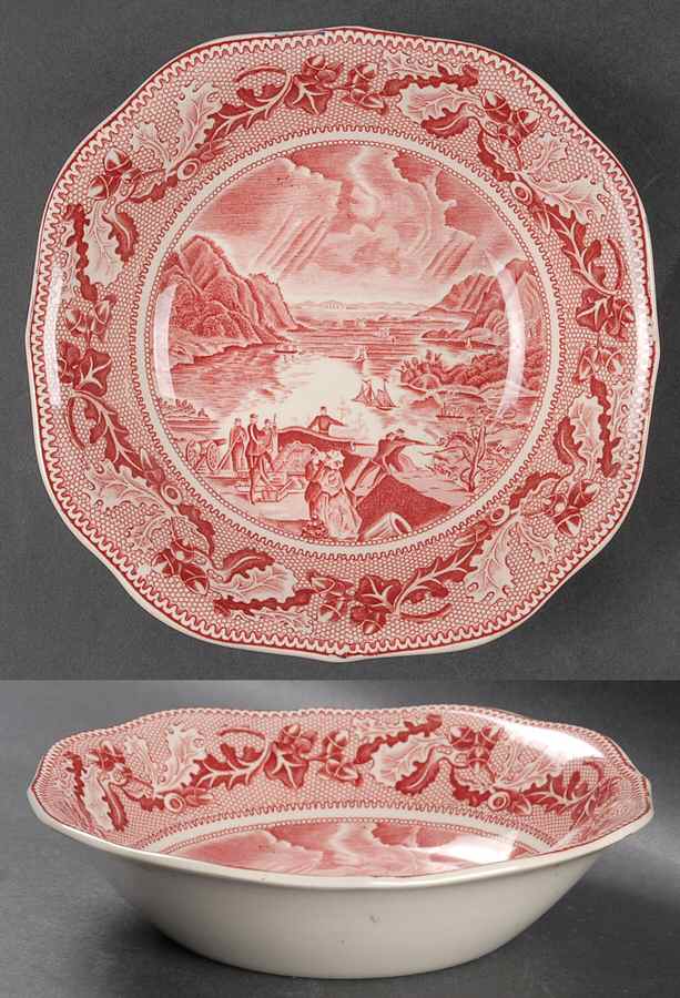 Historic America Pink Square Soup Bowl by Johnson Brothers-1