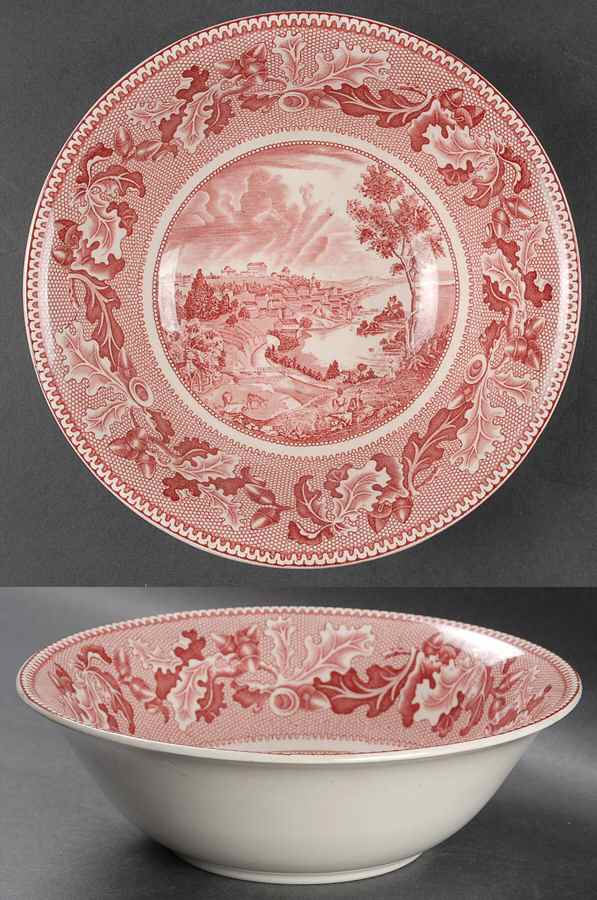 Historic America Pink 8" Round Vegetable Bowl by Johnson Brothers-1