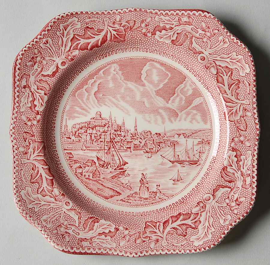 Historic America Pink Square Bread & Butter Plate by Johnson Brothers-1