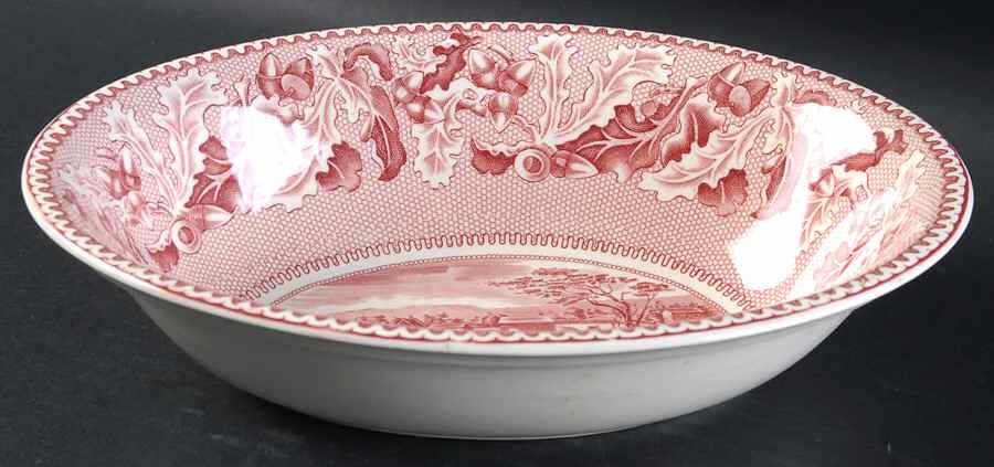 Historic America Pink 9" Oval Vegetable Bowl by Johnson Brothers-1