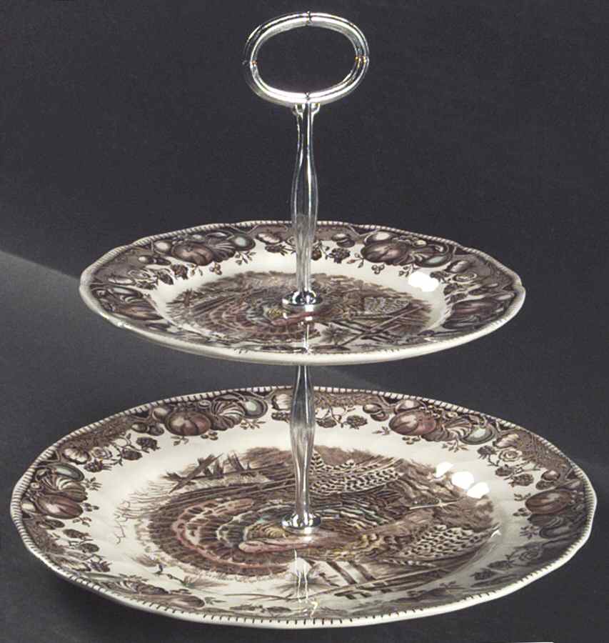 His Majesty (Made in England) 2 Tiered Serving Tray (Dinner & Salad Plate) by Johnson Brothers-1