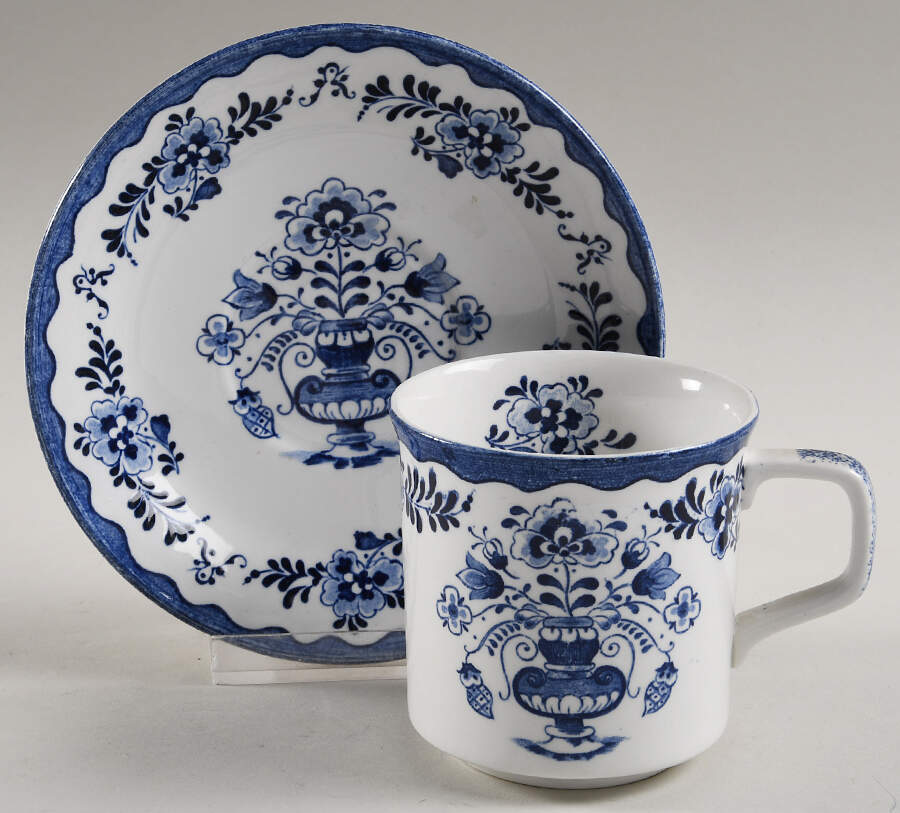 Holland Blue Scenes Flat Cup & Saucer Set by Johnson Brothers-1