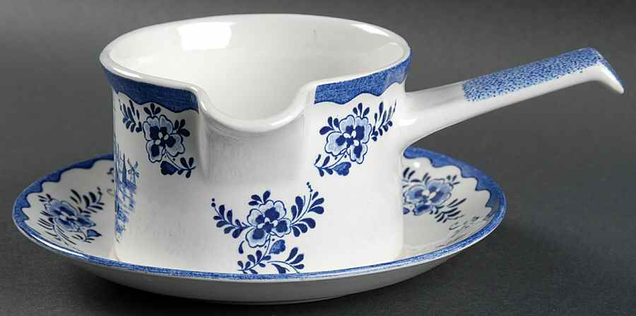 Holland Blue Scenes Round Gravy Boat & Underplate by Johnson Brothers-1