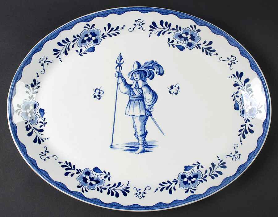 Holland Blue Scenes 15" Oval Serving Platter by Johnson Brothers-1