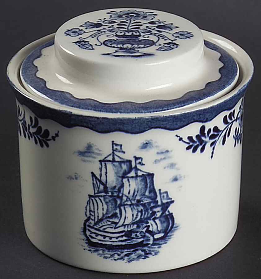Holland Blue Scenes Sugar Bowl & Lid by Johnson Brothers-1