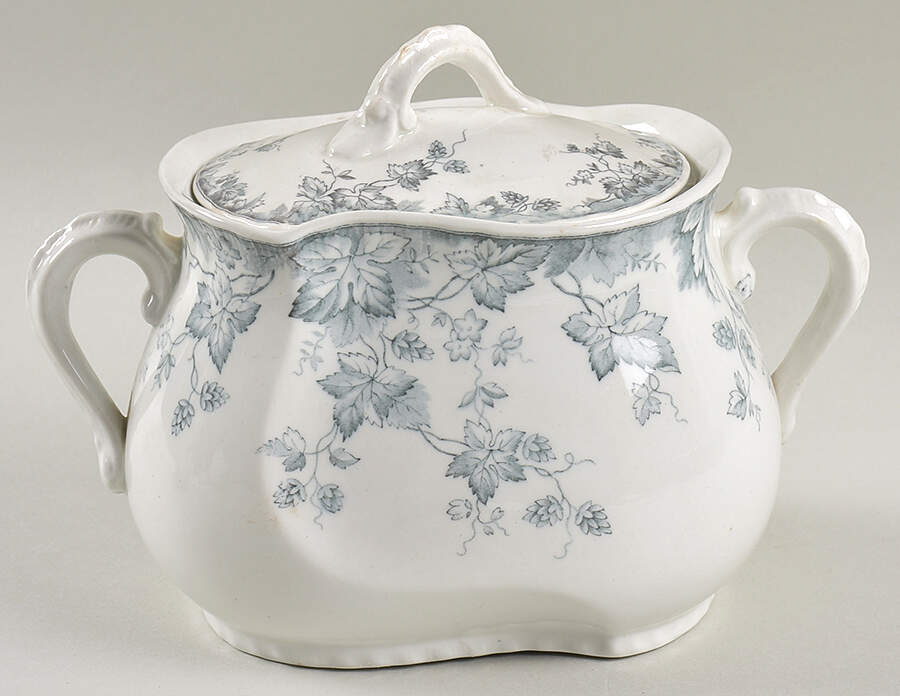 Hop Blue Gray Sugar Bowl & Lid by Johnson Brothers-1