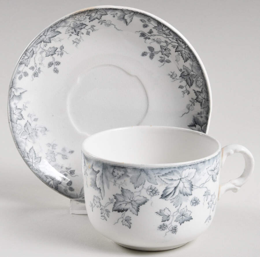 Hop Blue Gray Oversized Cup & Saucer Set by Johnson Brothers-1