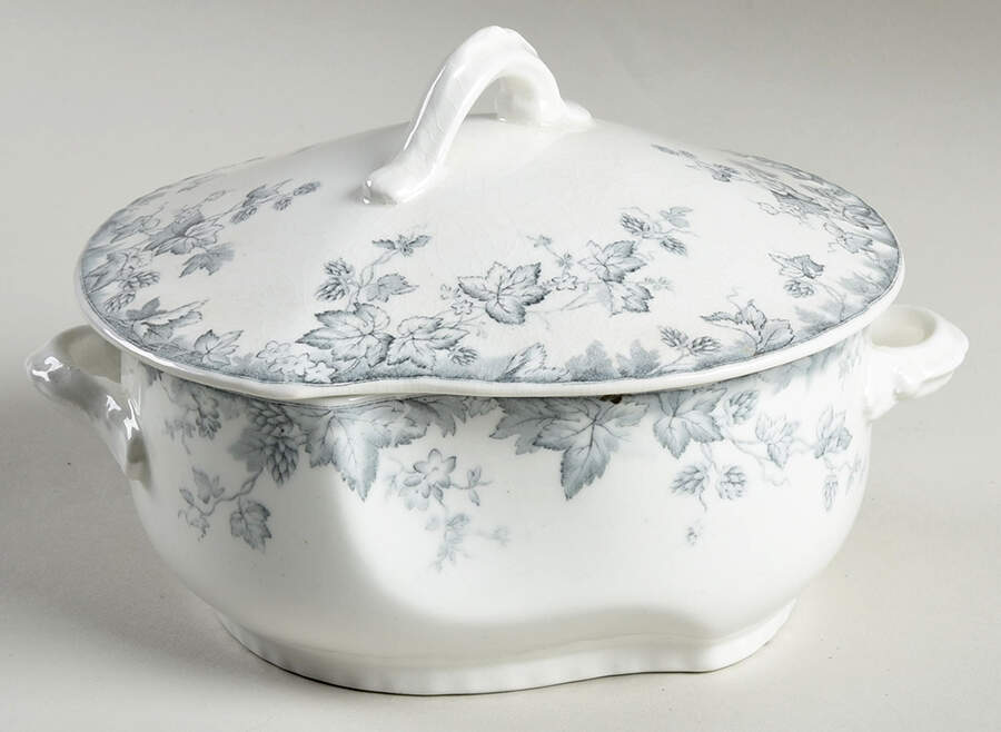 Hop Blue Gray Butter Box & Lid by Johnson Brothers-1