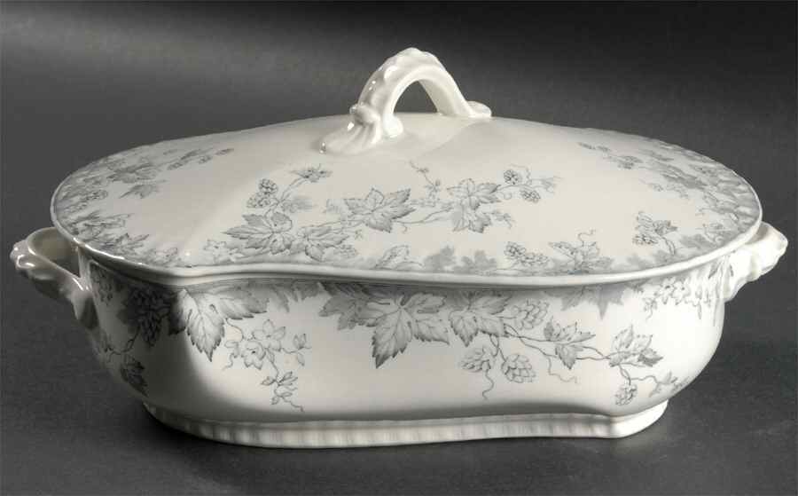 Hop Blue Gray Oval Covered Vegetable by Johnson Brothers-1