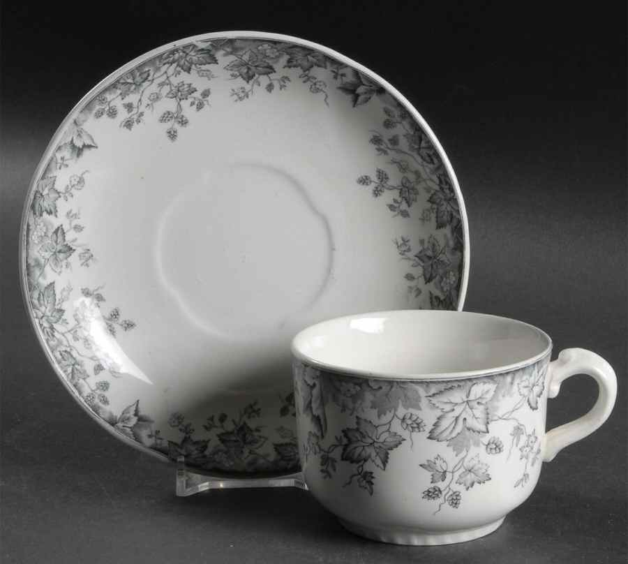 Hop Blue Gray Flat Cup & Saucer Set by Johnson Brothers-1