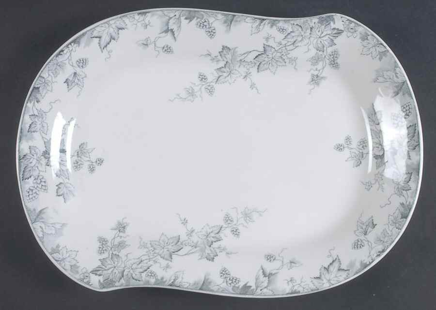 Hop Blue Gray 13" Oval Serving Platter by Johnson Brothers-1