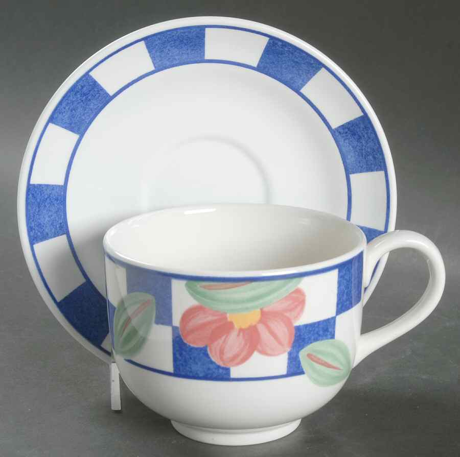 Hopscotch Blue Breakfast Cup & Saucer Set by Johnson Brothers-1