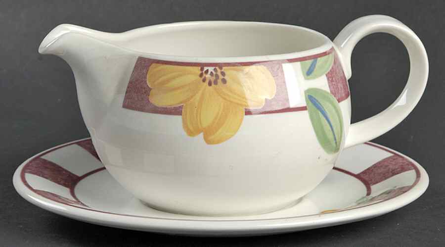 Hopscotch Red Gravy Boat & Underplate/Relish by Johnson Brothers-1