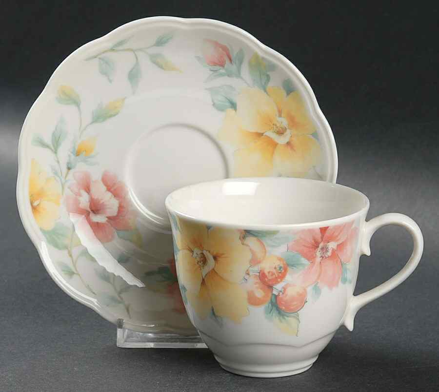 Hyde Park (Scalloped) Flat Cup & Saucer Set by Johnson Brothers-1