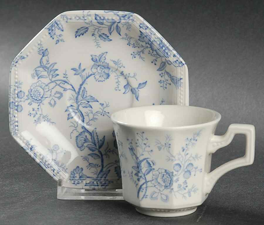 Hyde Park Blue (Heritage) Flat Demitasse Cup & Saucer Set by Johnson Brothers-1
