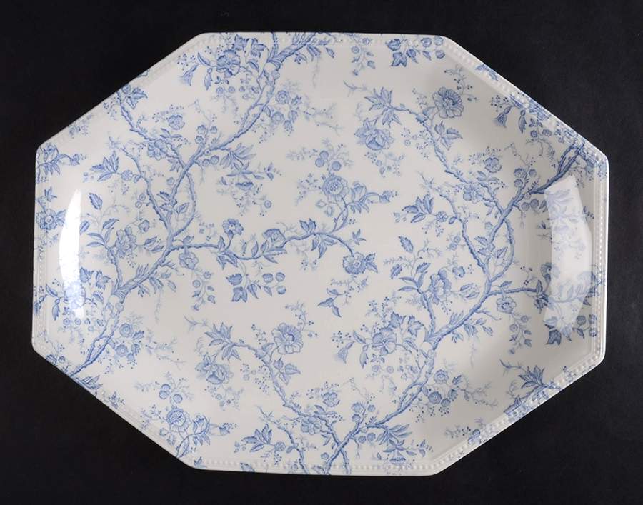 Hyde Park Blue (Heritage) 12" Oval Serving Platter by Johnson Brothers-1