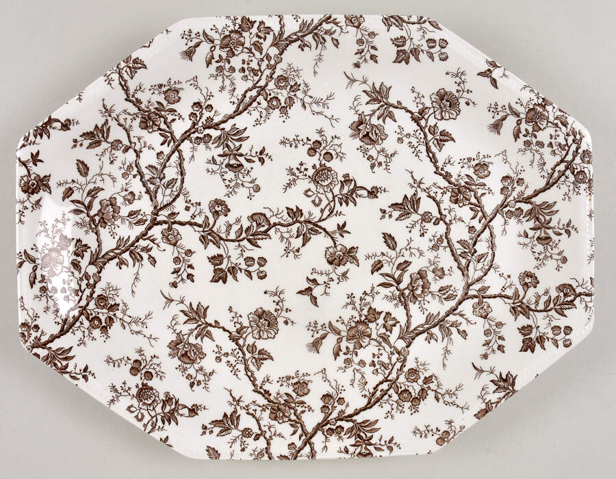 Hyde Park Brown (Heritage) 12" Oval Serving Platter by Johnson Brothers-1